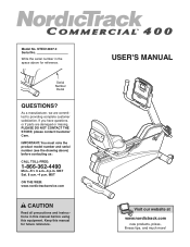 NordicTrack Coimmercial 400 Bike English Manual