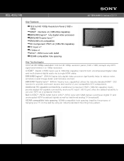 Sony KDL-40SL140 Marketing Specifications