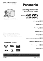 Panasonic VDRD300 VDRD250 User Guide