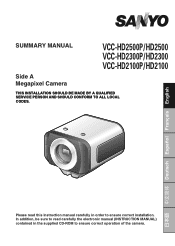 Sanyo VCC-HD2500 VCC-HD2500 Summary Manual