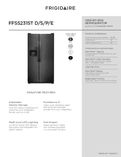 Frigidaire FFSS2315TD Product Specifications Sheet