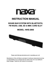Naxa NHS-2005 NHS-2005 English Manual