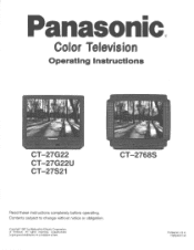 Panasonic CT27G22V CT2768SV User Guide