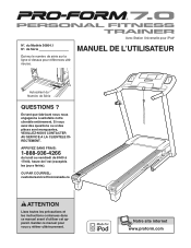 ProForm 7.0 Personal Fit-trainer Treadmill Canadian French Manual