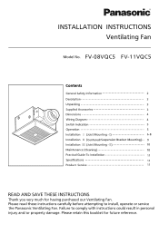 Panasonic FV-08VQC5 Installation Instructions