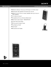 Sony NWZ-S615FSLV Marketing Specifications (Silver)