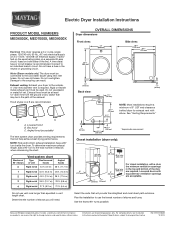 Maytag MED6000XR Dimension Guide
