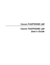 Canon FAXPHONE 80 FAXPHONE L80 User's Guide