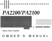 Harman Kardon PA2100 Owners Manual