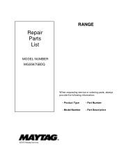 Maytag MGS5875BDQ Parts List