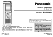 Panasonic RRUS550 RRUS550 User Guide