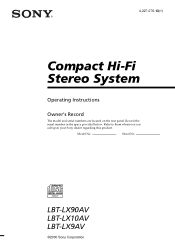 Sony HCD-LX90AV Operating Instructions
