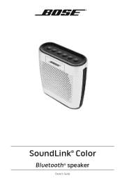 Bose SoundLink Color Bluetooth Speaker Owner's guide