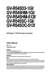 Gigabyte GV-R545D3-1GI Manual