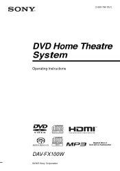 Sony DAV-FX100W DAVFX100W Instructions  (entire component system)