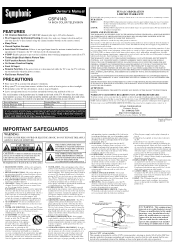 Symphonic CSF414G Owners Manual