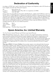 Epson PowerLite Home Cinema 3000 Warranty Statement