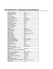 HP Pavilion t100 HP Pavilion Desktop PCs - Motherboard Specifications (x4)
