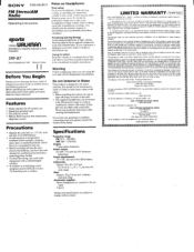 Sony SRF-87 Operating Instructions  (primary manual)