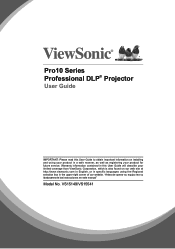 ViewSonic PRO10100 - 1024 x 768 Resolution 6 000 ANSI Lumens 1.26-1.28 Throw Ratio PRO10500W User Guide