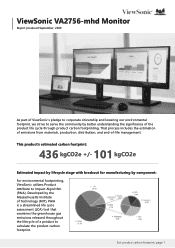 ViewSonic VA2756-mhd - 27 1080p IPS Monitor with Adaptive Sync HDMI DisplayPort and VGA Carbon Footprint Report