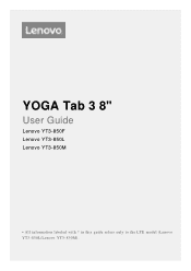 Lenovo YOGA TAB 3 8 (English) User Guide - YOGA Tab 3 8' (YT3-850F/L/M)