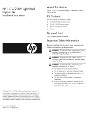 HP 10842 110V/220V Light Rack Option Kit Installation Instructions