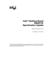 Intel D865PCK D865PCK Desktop Board Specification Update