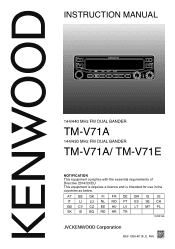 Kenwood TM-V71E Operation Manual