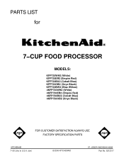 KitchenAid KFP720WH Parts List