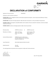 Garmin echo 201dv Declaration of Conformity