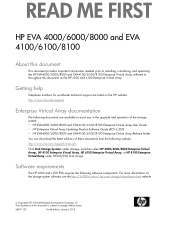 HP StorageWorks EVA8100 HP EVA 4000/6000/8000 and EVA 4100/6100/8100 Read Me First (5697-1122, January 2012)