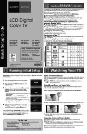 Sony KDL-40SL150 Quick Setup Guide