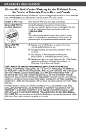 KitchenAid KST4054CA Warranty Information