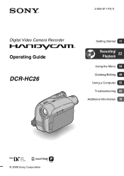 Sony DCR-HC26 Operating Guide
