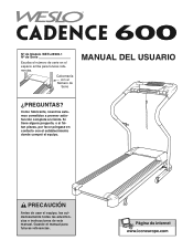Weslo Cadence 600 Treadmill Spanish Manual