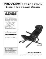 ProForm Restoration 2-in-1 Massage Chair English Manual