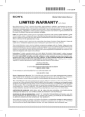 Sony HIDC10 Warranty
