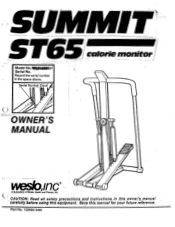 Weslo Summit St65 Owners Manual