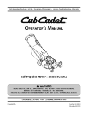 Cub Cadet SC 500 z SC 500 z Operator's Manual