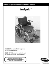 Invacare IN88AHANFRFF Owners Manual