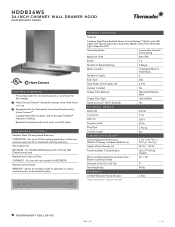 Thermador HDDB36WS Product Spec Sheet