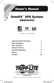 Tripp Lite OMNIVS1500 Owner's Manual for OMNIVS1500 UPS 933103