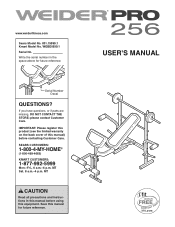 Weider Pro 256 Bench User Manual