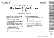 Canon EOS D60 Picture Style Editor 1.7 for Macintosh Instruction Manual