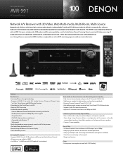 Denon AVR-991 Literature/Product Sheet