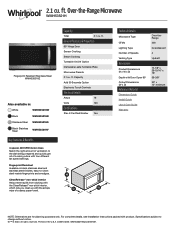 Whirlpool WMH53521HV Specification Sheet