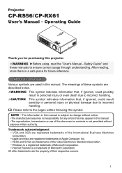 Hitachi CP-RX61 User Manual