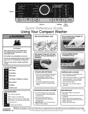 Whirlpool WFW3090GW Quick Reference Sheet