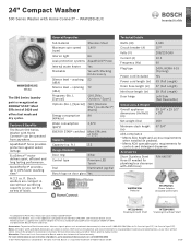 Bosch WAW285H1UC Product Spec Sheet